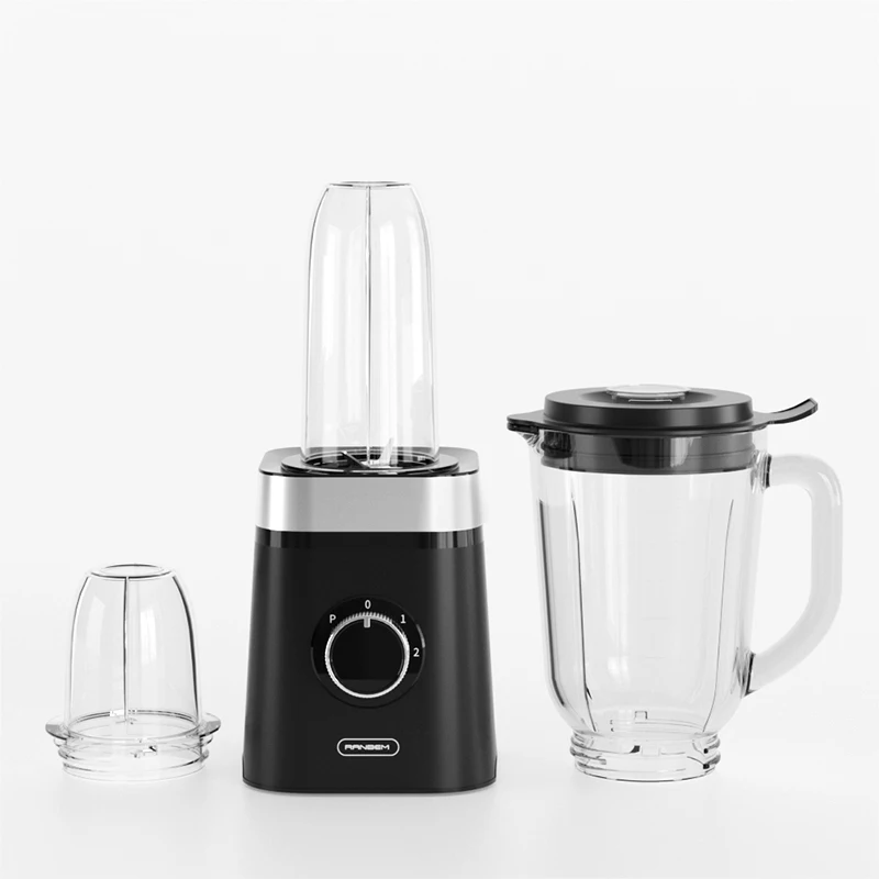 RANBEM 1500ML Glass Jug Fruit Juice Smoothie Maker Ice Crusher Electric Jug Mixer and Grinder 2 Speeds & Pulse Setting