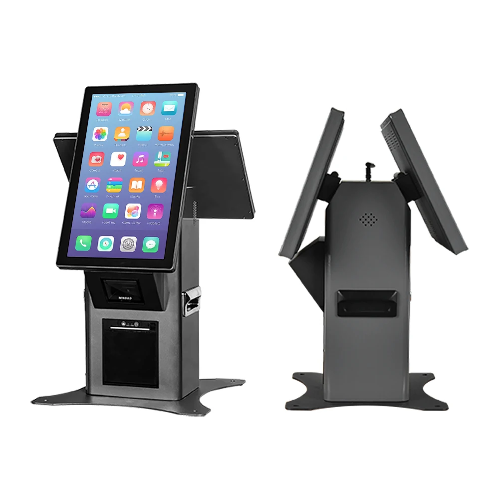 Desktop 15.6/18.5/21.5 inch single/dual screen payment kiosk with code scanner receipt printer tableside ordering kiosk