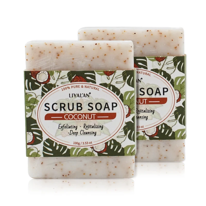 custom logo hand made soaps organic natural bar soap coconut scrub soap Facial Body Cleansing Exfoliating Whitening