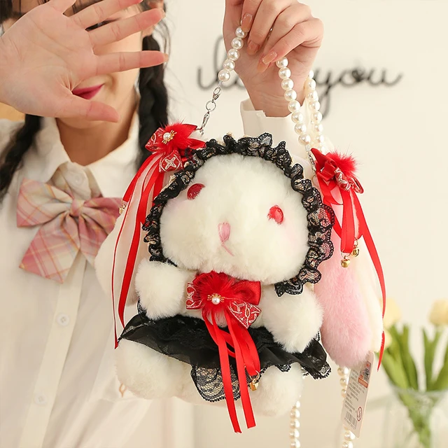 20-30cm wholesale gothic rabbit bunny plushie super soft plush toy custom stuffed animal plush figure toys for kids