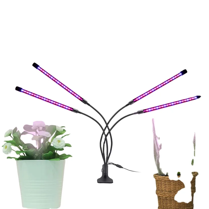 Завод по производству теплиц, прямая продажа, 4 головки, светодиодные лампы для выращивания растений, освещение для растений в помещении, рост растений