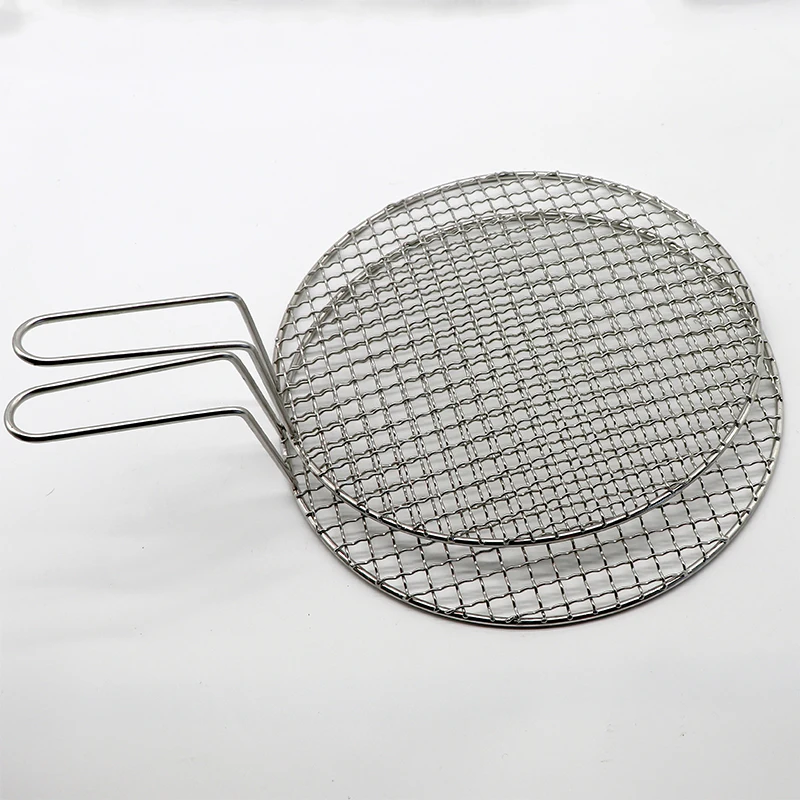 Stainless steel welded barbecue grill with handle, barbecue mesh, Korean style barbecue circular stainless steel 304