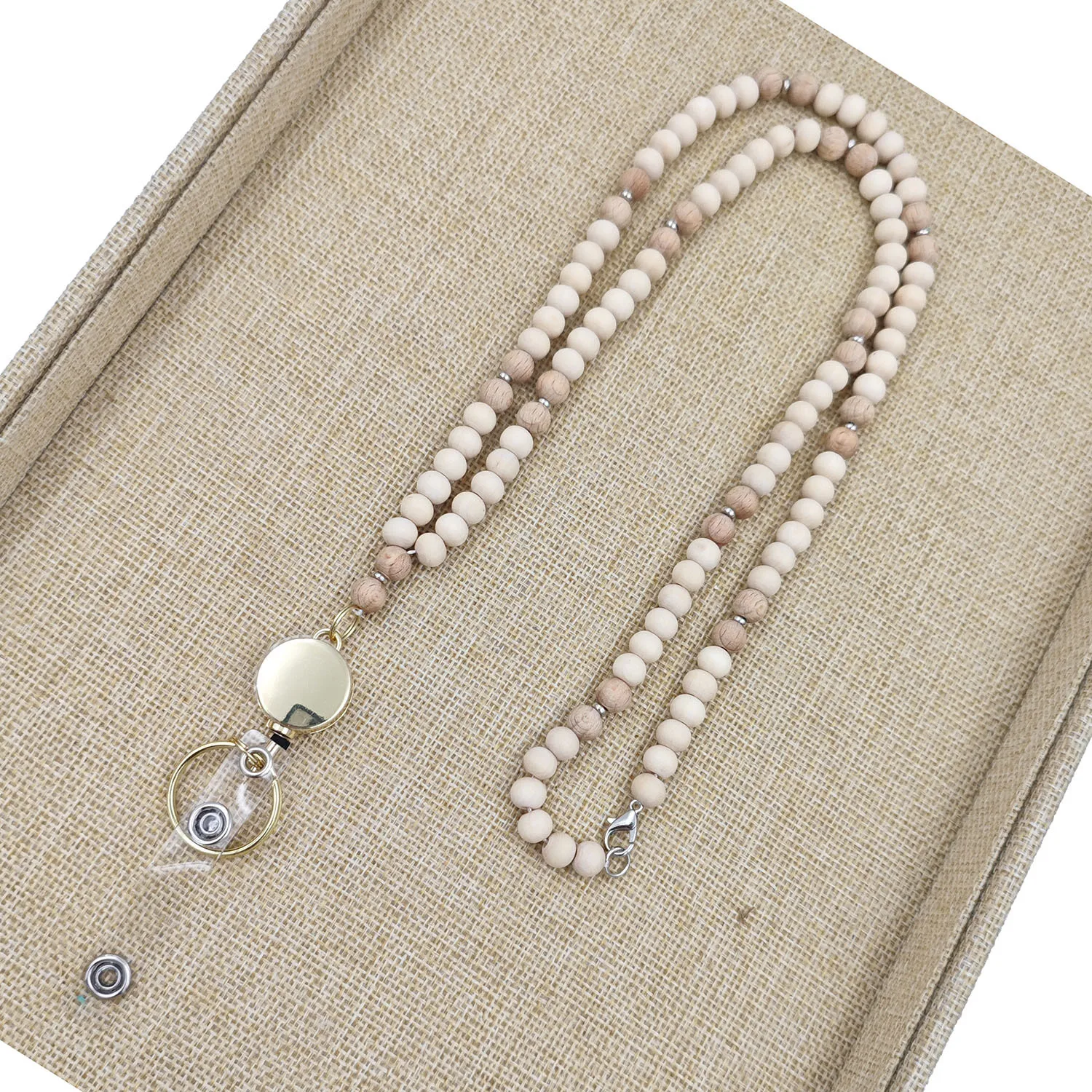 Custom Wood Beads Id Badges Holder Cute Keychain Lanyard Women Necklace Mobile Phone Key Wallet Lanyard