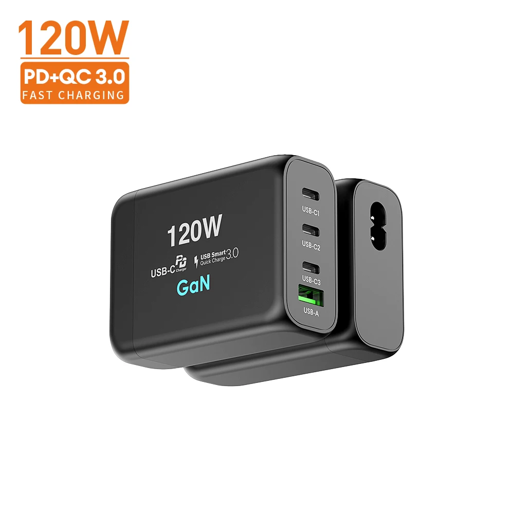 Vina 120W PD QC 3.0 3 USB ports Universal EU US Travel Phone Charger USB Wall Charger 100w gan charger usb travel adapter