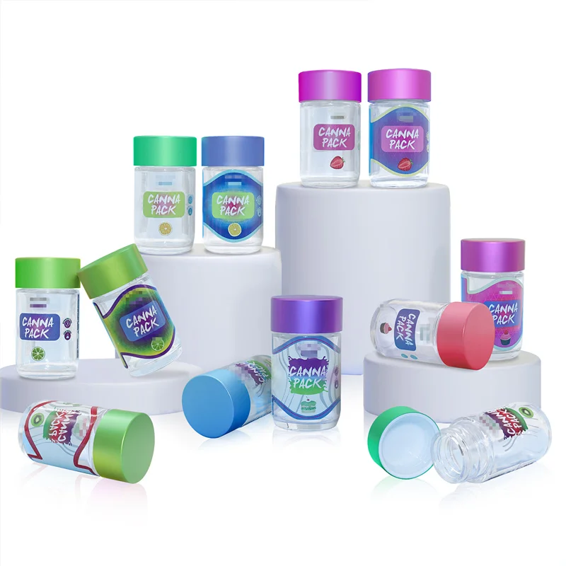 custom label design baby infused  glass jar 5 pack pre packaging baby proof  glass bottle  packaging container