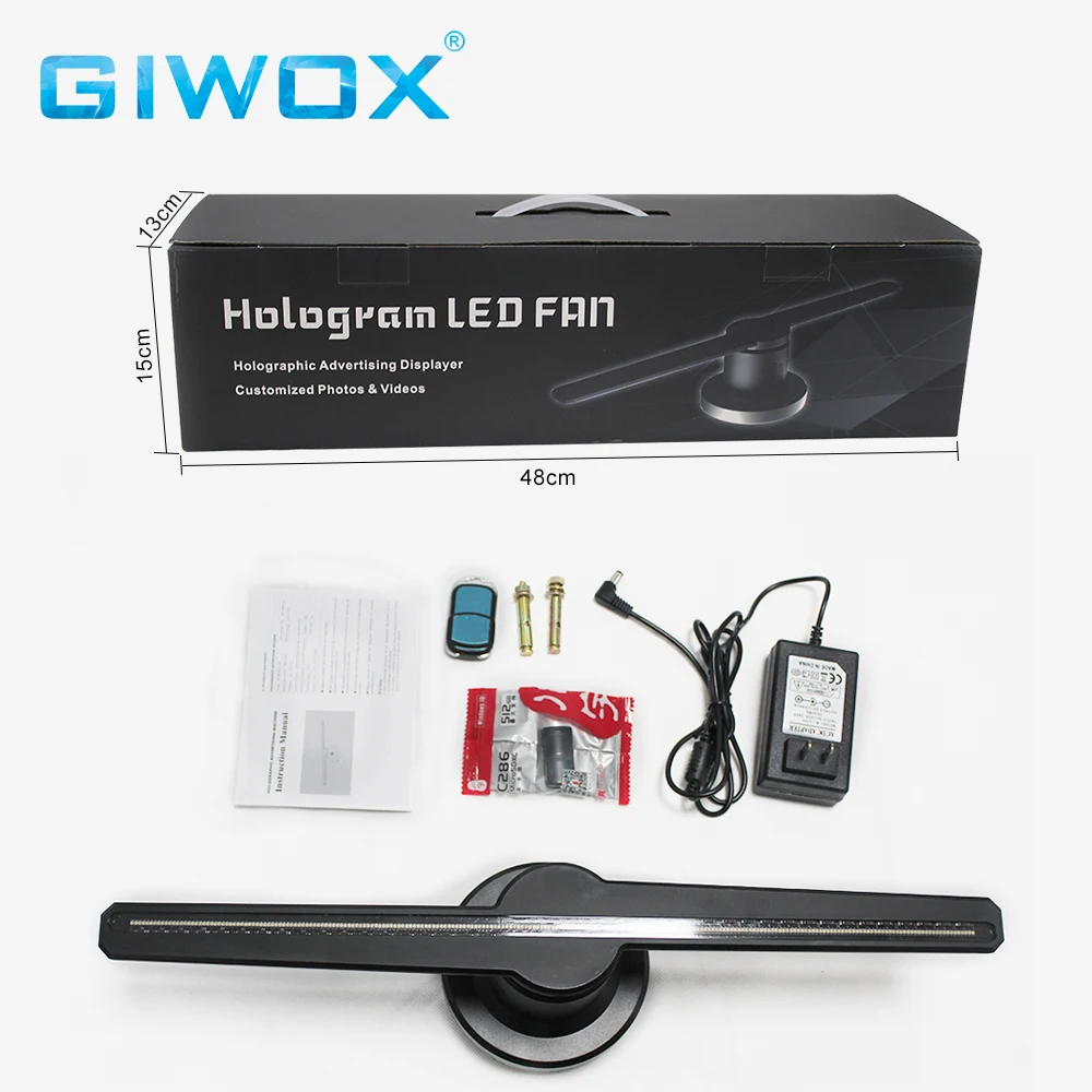 2019 Factory Price Giwox Top Quality 42W CM 3D Hologram LED Fan Advettising Fan Projector For Display