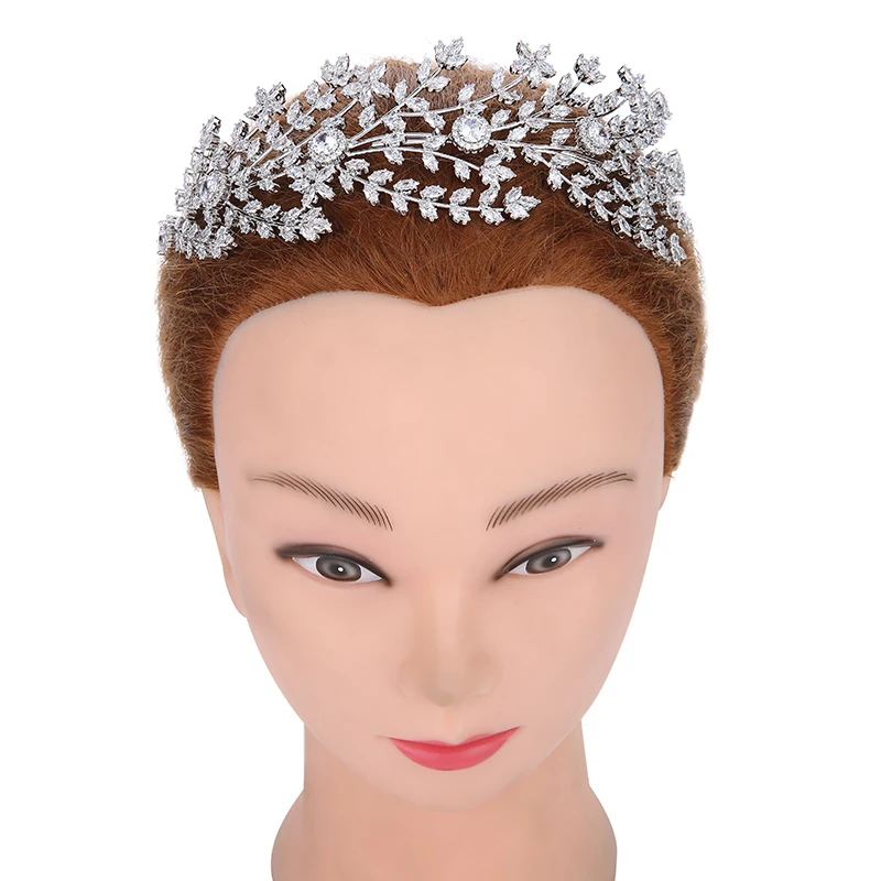 Crown Headband Charm Romantic Leaf Shapes Design Zirconia Hair Comb Accessories for Women Wedding Party BC5367 Corona Princesa