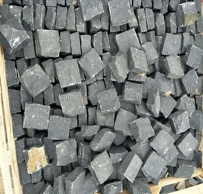 China black basalt cobble stone paving stone granite cube cobblestone 10x10x10 cm