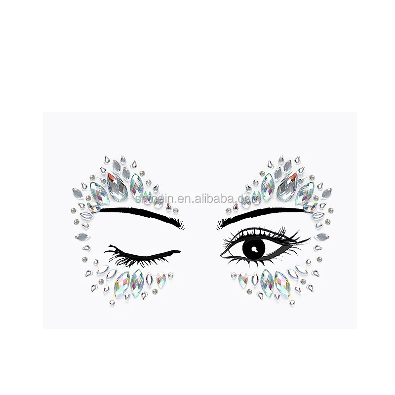 OEM custom rhinestone eye face jewel sticker Temporary 3D crystal gem face sticker