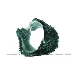 Home Decoration Resin Sculptures Green Amber Semi-Circular Coral Reef Relief Design Fancy Table Ornaments