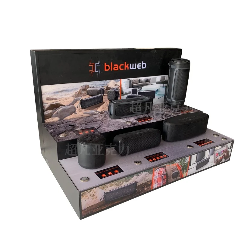 Customizable Supermarket shelf Hot plastic Audio Merchandise Product Displays Music Speaker Accessories Acrylic Retail Displays