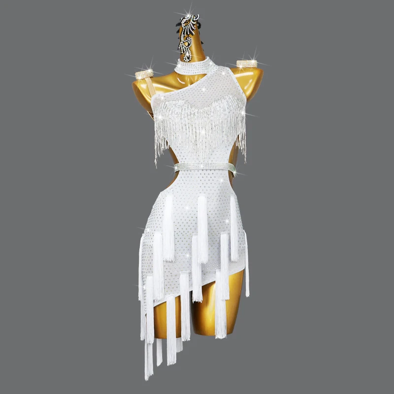 Latin dance performance competition clothes Latin dance dress fringed three-step square dance