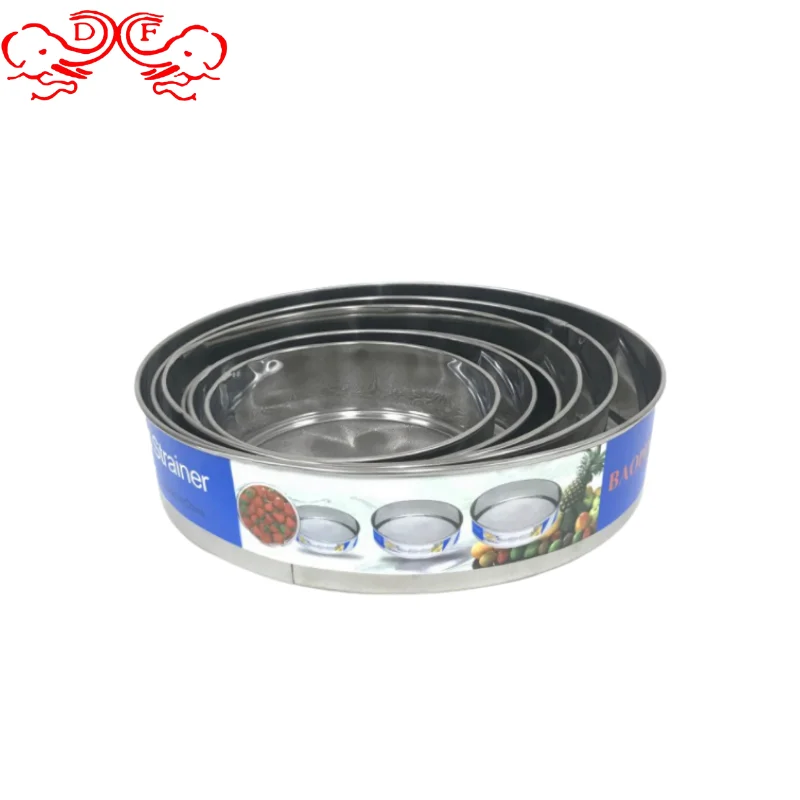 DF Trading House 6pcs  kitchenware different sizes Round Strainer stainless steel Fine Flour Sieve Metal Mesh Filter  cooking