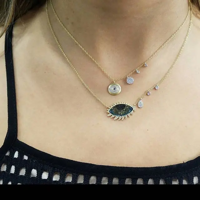 Promotion 2021 new arrived Gold color lucky Turkish jewelry evil eye eyelash design women fashion necklace collar chain