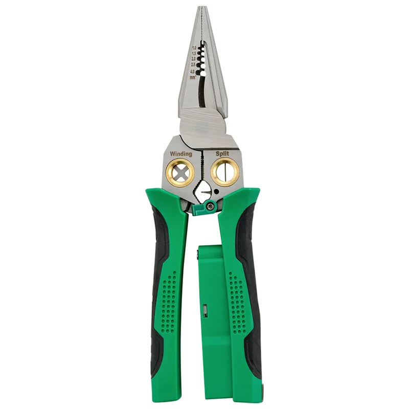 Multifunctional Steel Pliers with Soft Grip Plastic Cutting and Stripping Wire Measurement for Crimping