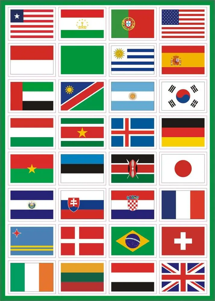 224PCS Multi Territorial  Nations label Child Football Team Countries Flags Stickers