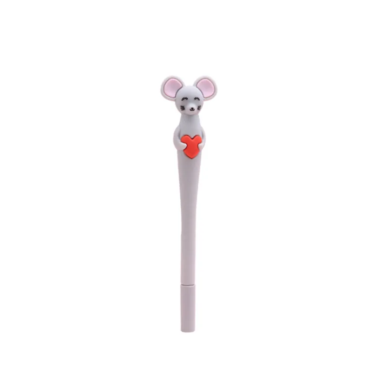 Manufacturer Direct Sales Creative PVC Soft Rubber Small Mouse Shaped Neutral Pen 0.5mm Cute Animal Gel Pen For Student Gifts
