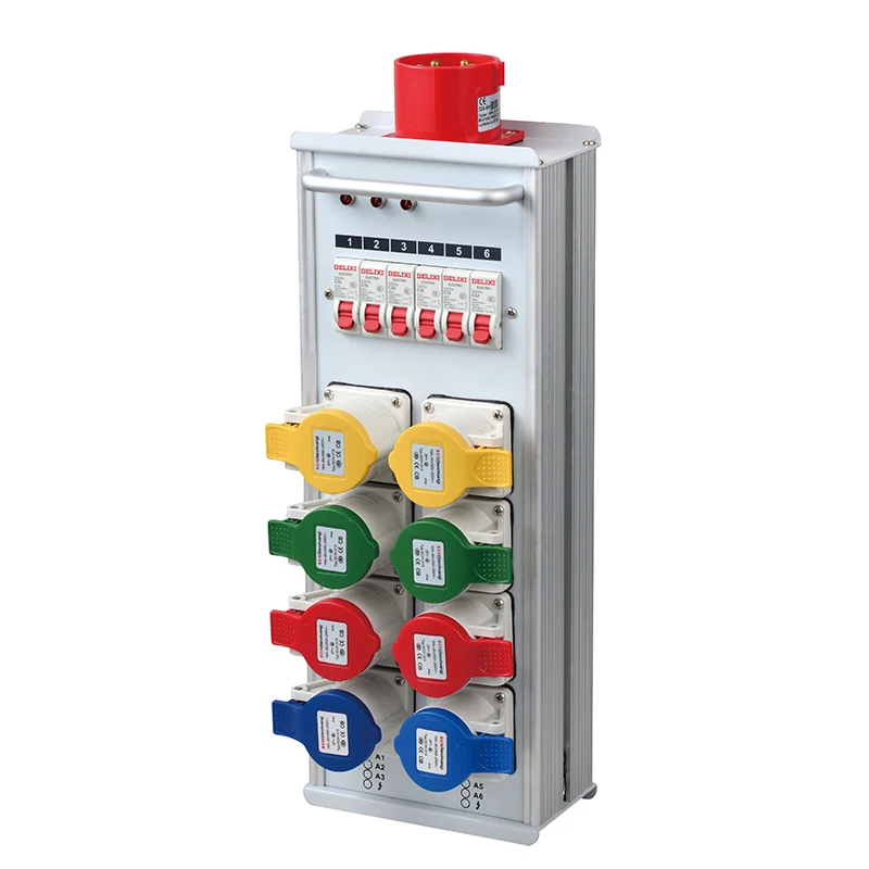 SHTX Aluminum Alloy Stage Light Box Distribution Box 32A Input and Output 6-Way 16A Output with Female Socket Can Be Customized