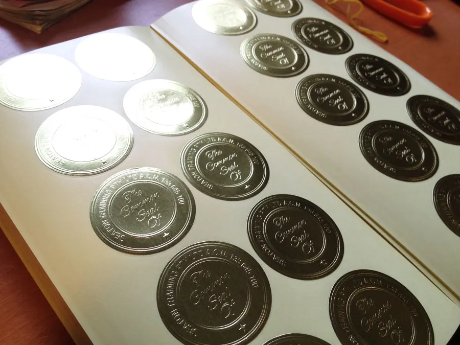 Meat company embossed logo certificate of conformity stickers printing