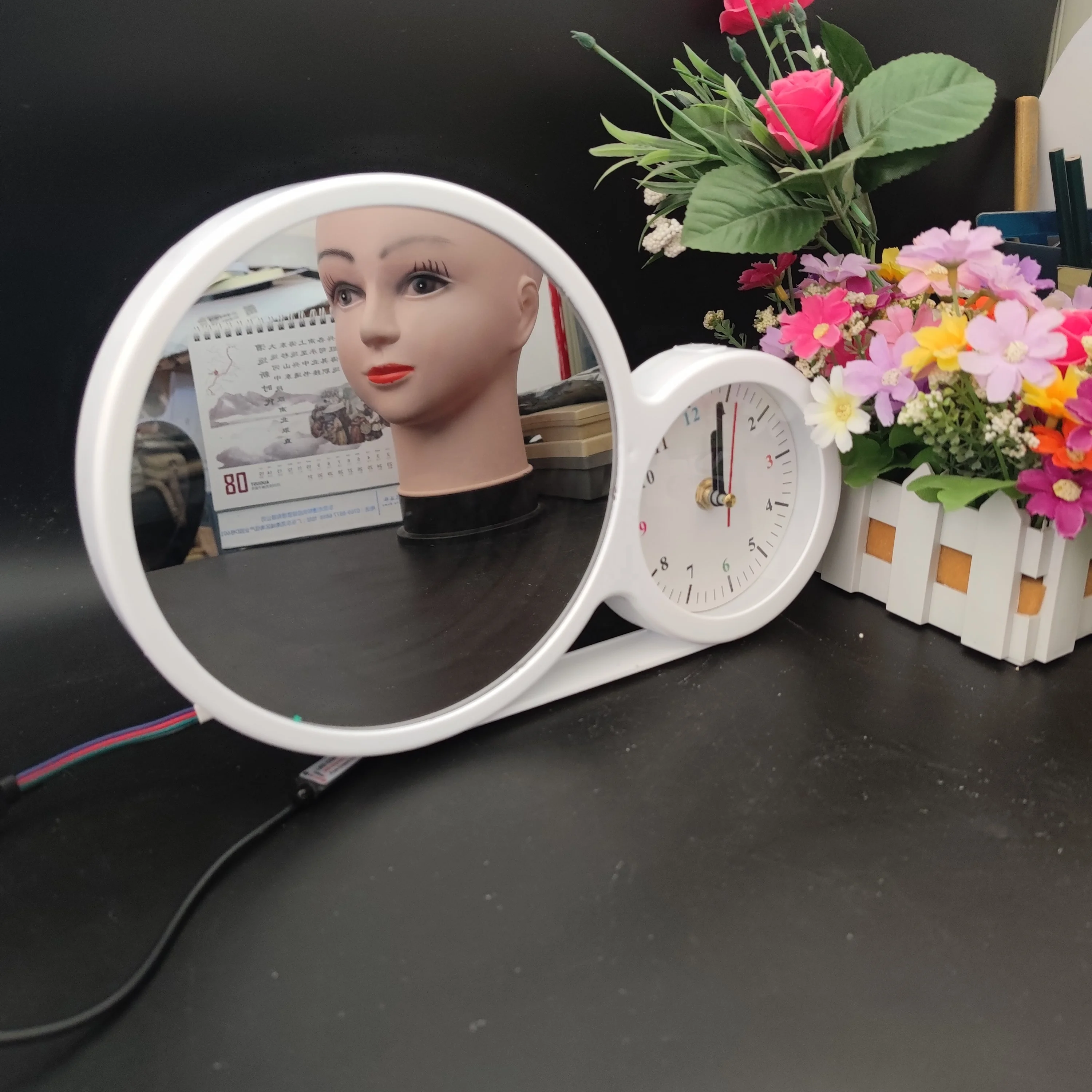 Magic mirror photo frame with infinity led light and clock 4 in 1 multifunction