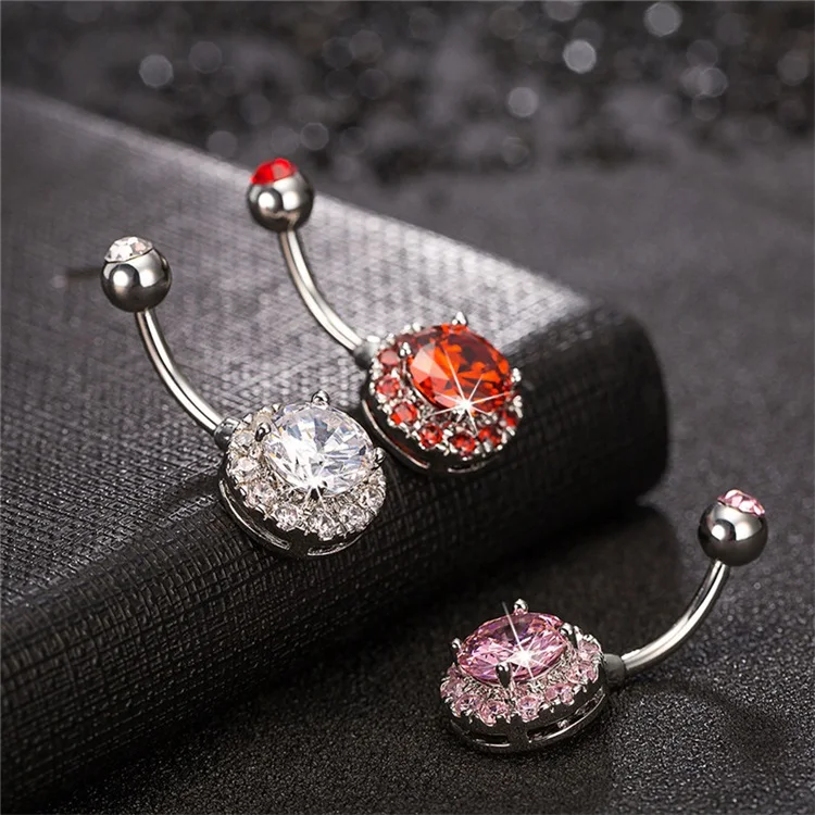 Body Piercing Jewelry For Women Plated Silver Gold Inlaid Zircon Full Drill Navel Ring Fashion Belly Rings Accessories 1