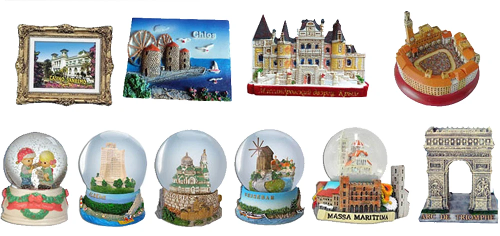 Wholesale UK Germany France Russia Denmark Greece Italy Portugal Norway Spain landmark resin fridge magnet snow globe souvenirs