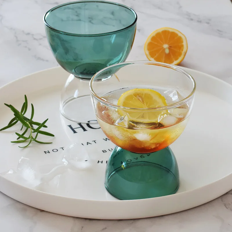 Tableware Fashion Simplicity Yogurt Milkshake Dessert Bowls Ice Cream Colored Glass Cup Fruit and Vegetable Salad Glass Bowl