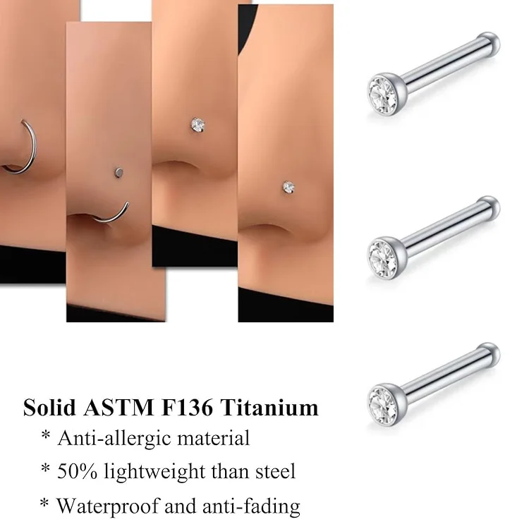 Getta astm f136 titanium gold push pin nose ring click 8mm cartilage g23 helix clickring titanium piercing jewelry
