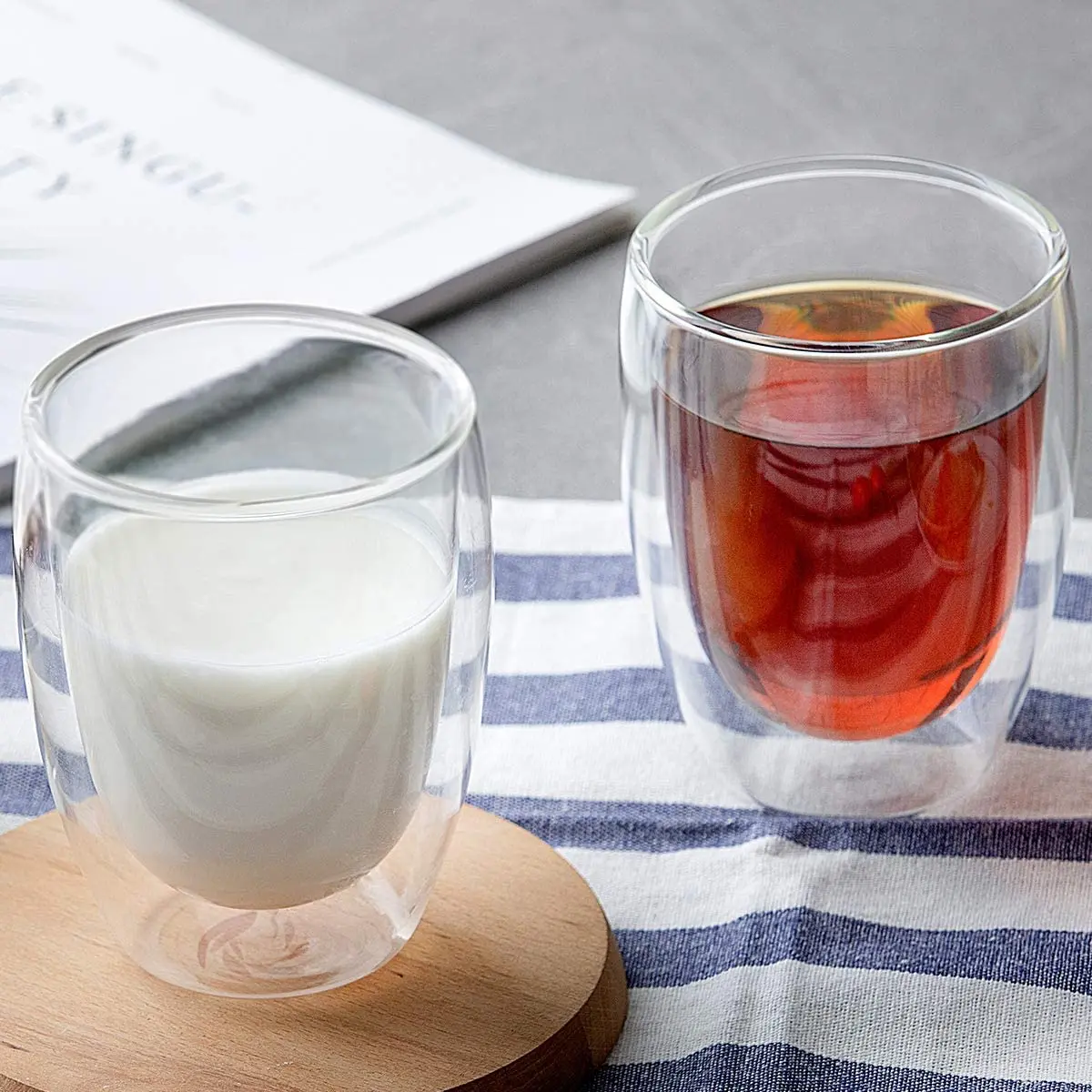IKOO insulated borosilicate glassware tea cup mug double wall glass cups wholesale with logo