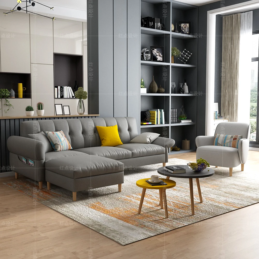 Современная мебель в скандинавском стиле для гостиной на 3 места, l-образный секционный диван для отдыха