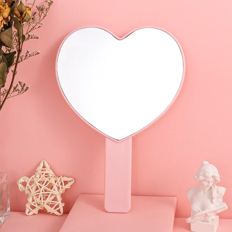 2024 Best Selling Colorful Customized LOGO Heart Style Handheld Makeup Mirror DIY Portable Mini Mirror With Handle