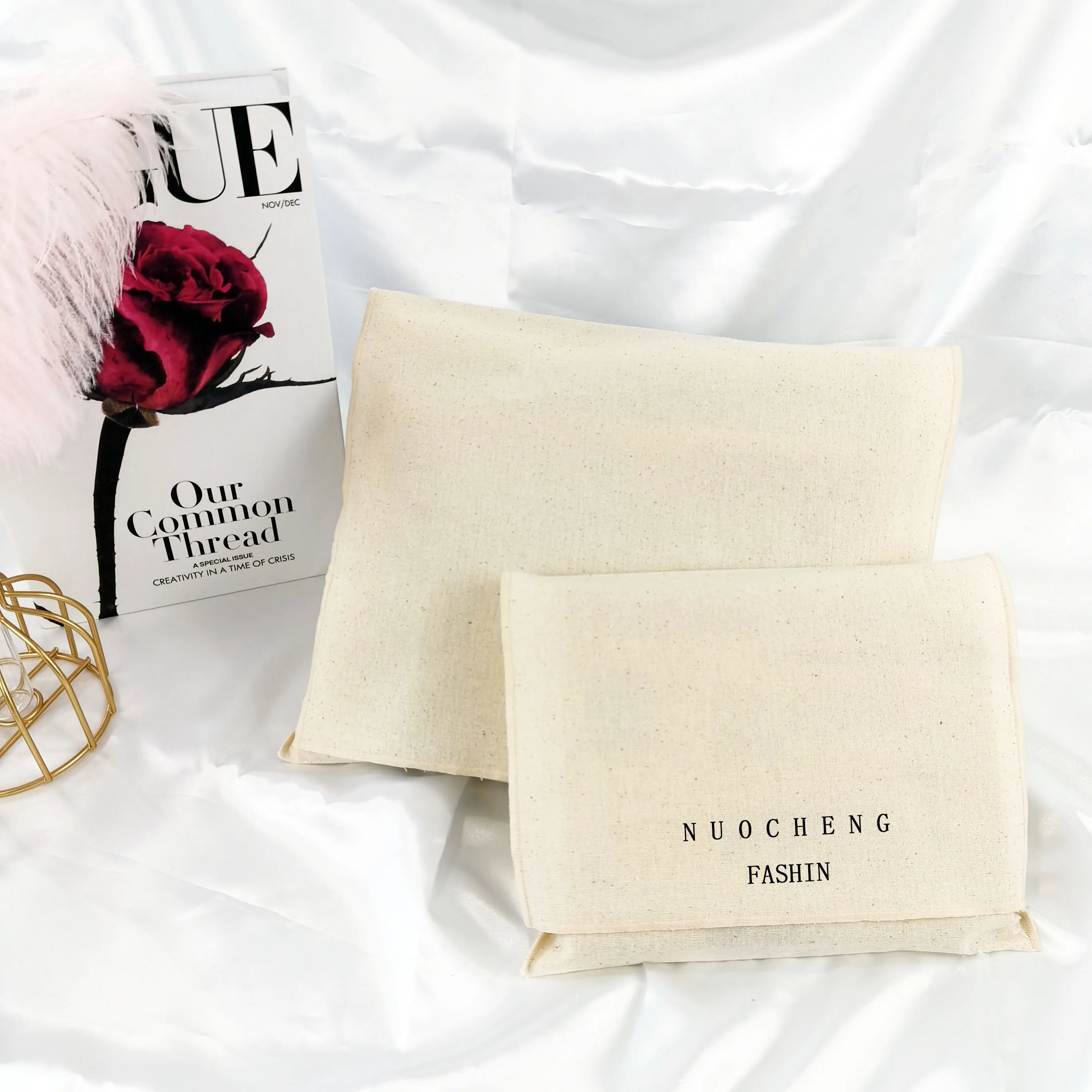 Wholesale Custom Envelope Flap Gift Luxury Dust Pouch Bag for Handbags Cotton Jewelry Packing Purse With Logo
