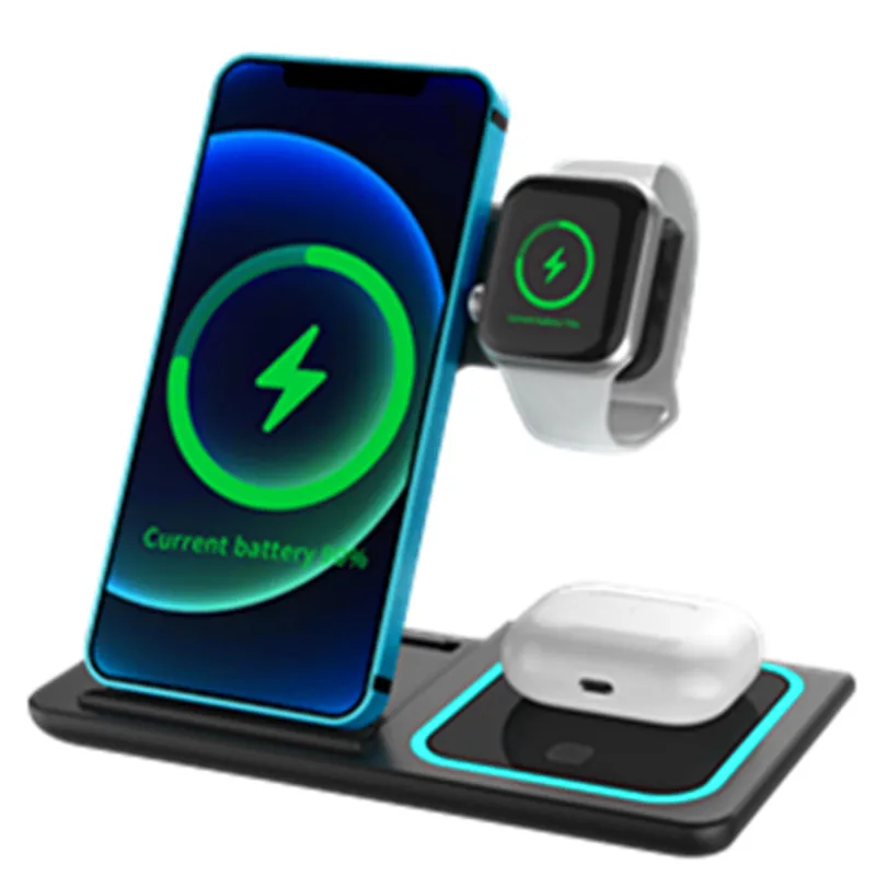 Wireless Charger Cargador Inalmbrico Universel 3 En 115W Chargeur Induction Sans Fil Caricatore Charging Docking Station 3 in 1