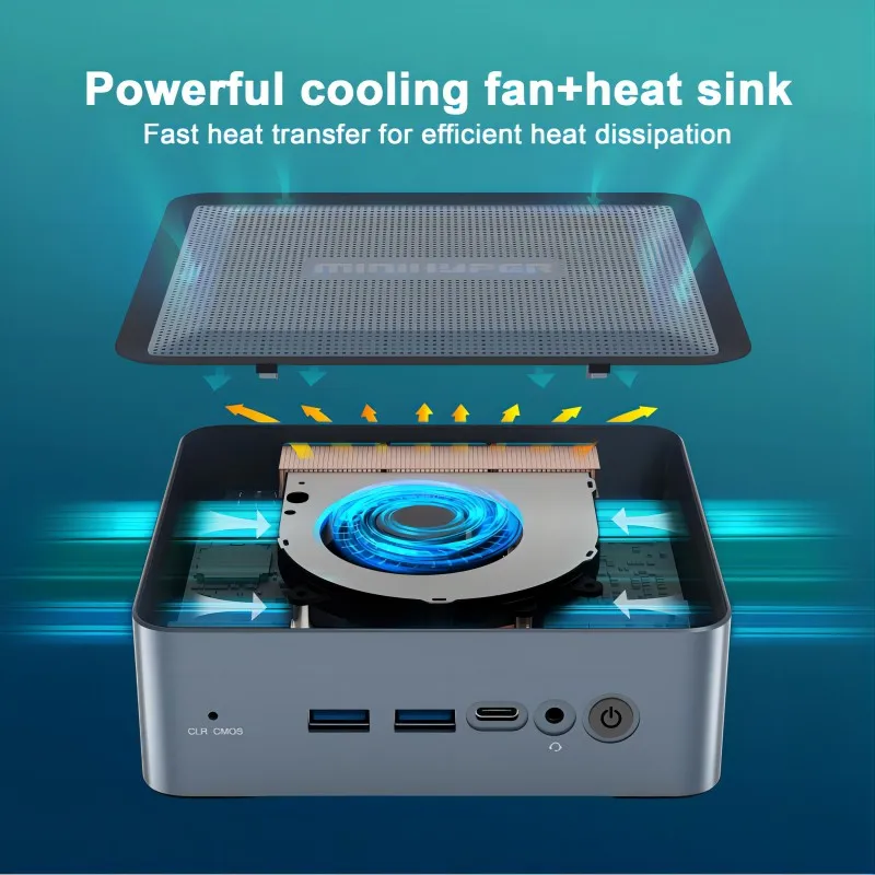 MiniHyper HP8 Mini PC AMD Ryzen 7 5800U CPU 8 Core DDR4-3200M 16GB Storage SSD NVME 512GB WiFi 6E HDMI DC Jack USB Type-C