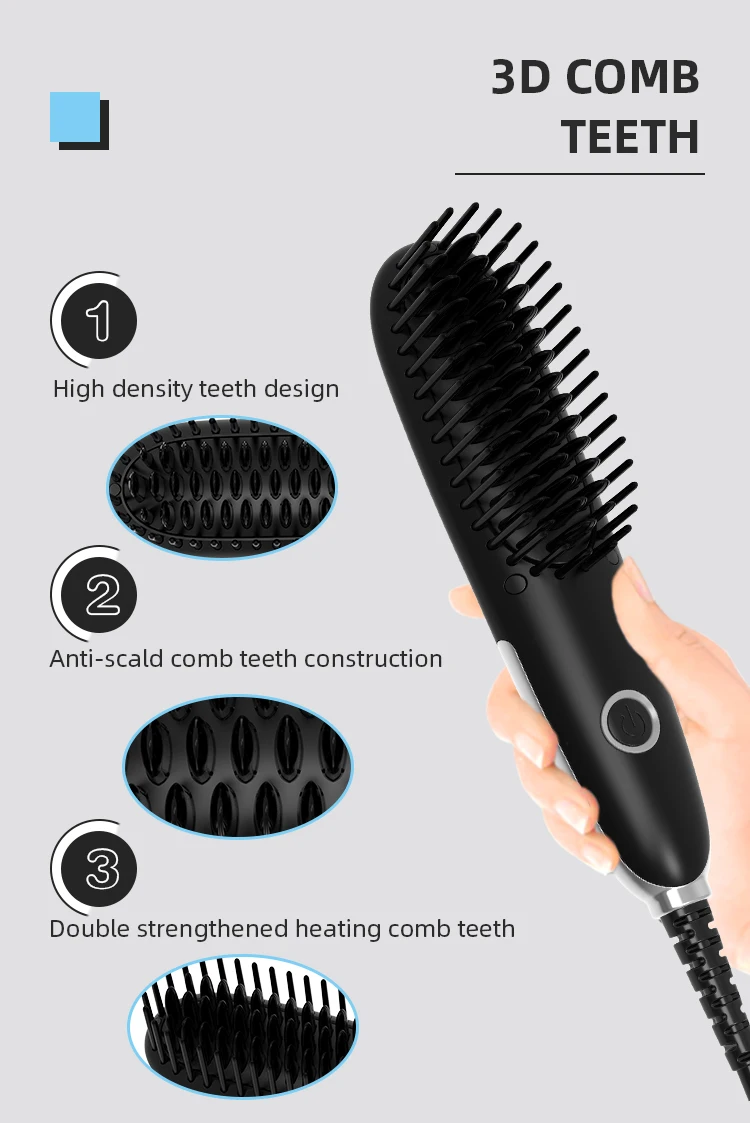 Portable Mini size Electric Mini Hair Straightening Brush Styler Ceramic Plates Hair Straightener Comb with custom logo