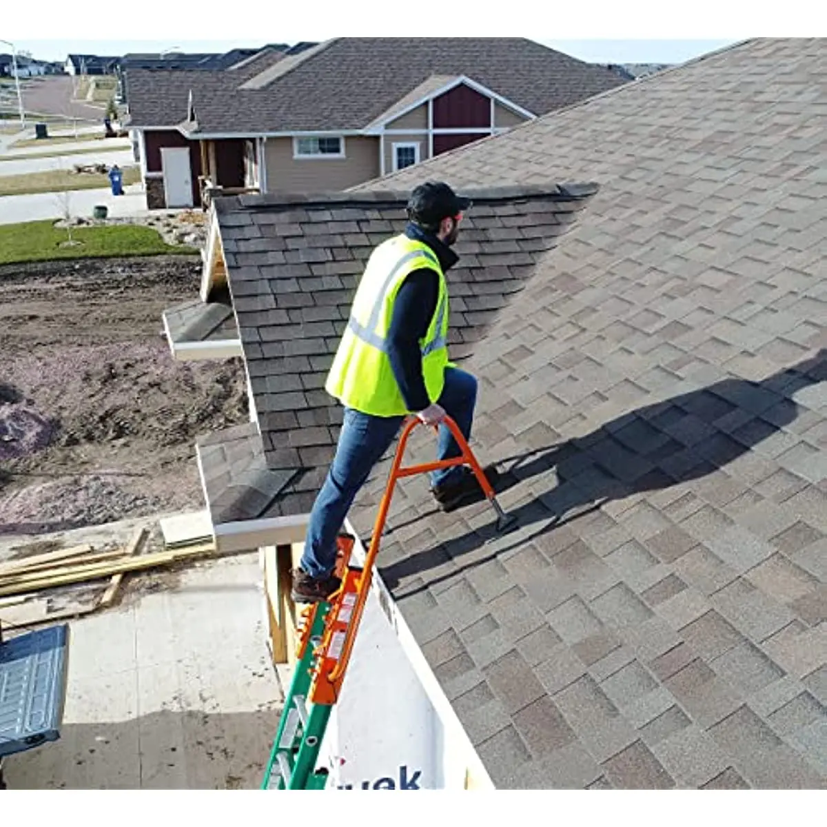 High Carbon Steel 2 pcs Ladder Tools For Roof  Work  Accessories Orange Ladder Stabilizer