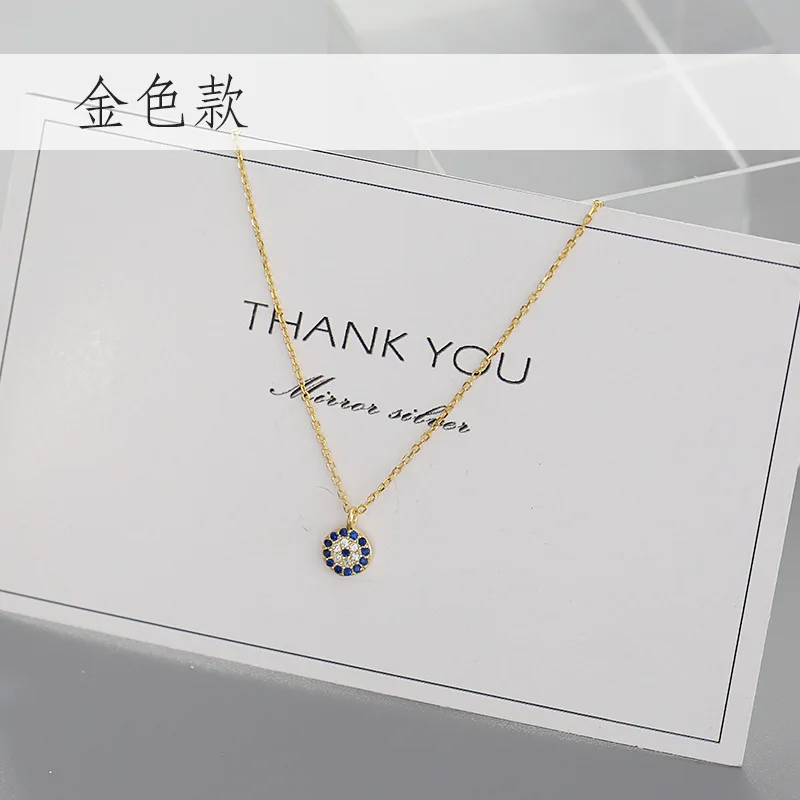 Aug jewelry hot sale wholesale small elk Turkey devil eyes blue eyes round S925 silver necklace mini gift necklace