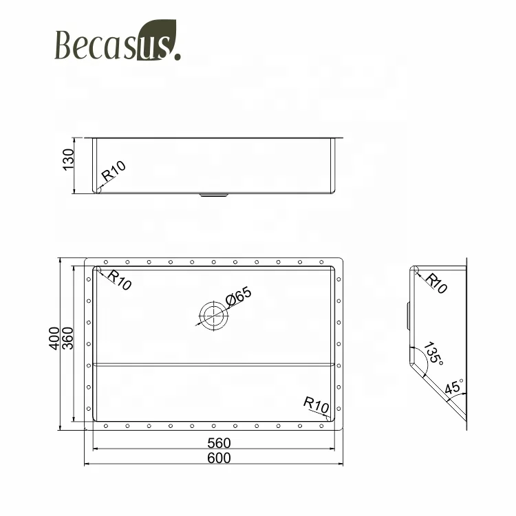 Elegant Square Bathroom Stainless Steel Basin Sink For Hotel