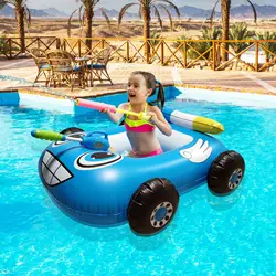Summer Outdoor Cartoon Car Inflatable PVC Boat Children Baby Swimming Pool Swimming Ring Floats With Water Gun For Toddlers