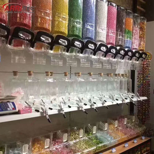 Wholesale High Quality Custom Plastic Food Grain Cereal Gravity Dispenser Bin Wall Mounted Candy Dispenser