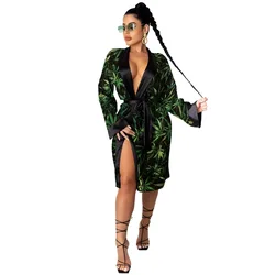 pajamas women set 2022 Long Sleeve Dollars Money Print plus size Satin Silk Robes Kimono Bridesmaid Bride Party Robes Sleepwear