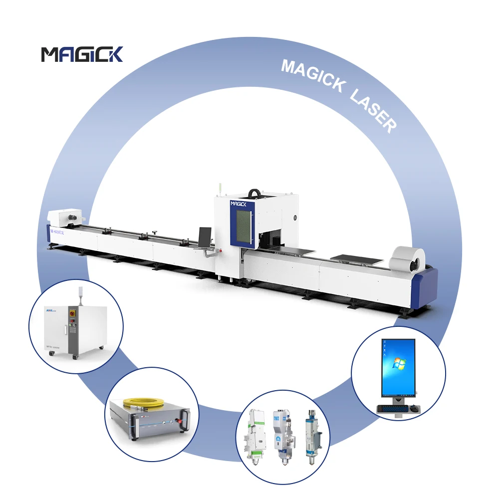 1500w tube fiber laser cutting machine laser pipe cutting machine with auto loader