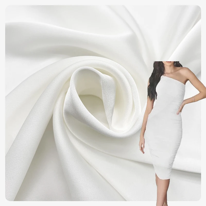 in-stock Free Sample Knit Fabric Roll 100%Polyester Spandex Elastic Mikado Fabric for Garments Lining Dress