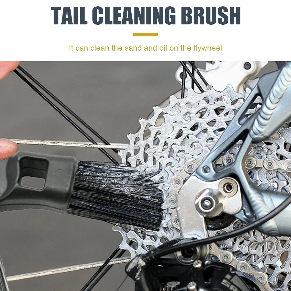 Bike Cleaning Brush with Three Heads for Bicycle Cleaning Chains Washer Flywheels Cassette Sprockets Bicycle Scrubber Brush Tool