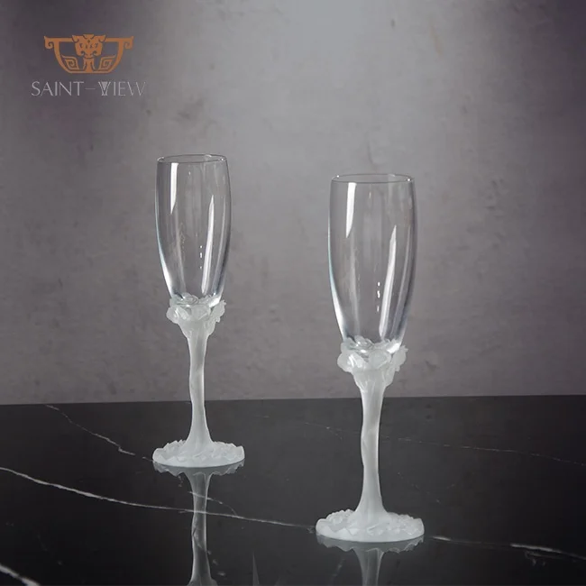 Handmade Luxury Crystal Rose Flower Glassware Party Bubbly Champagne Wine Juice Goblet Cup