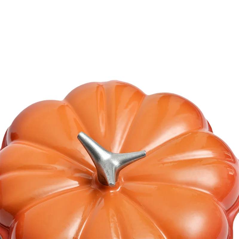 Custom orange 24CM pumpkin pot cast iron enamel crock pot non-stick oven  double handle induction cooker with lid gas universal