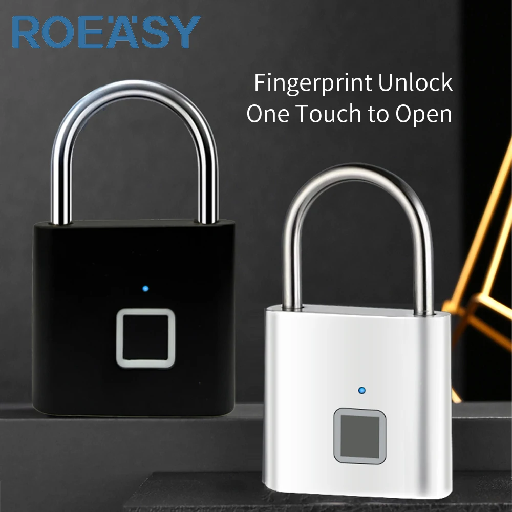 ROEASY waterproof pad locks fingerprint smart safety security electronic bigital padlocks