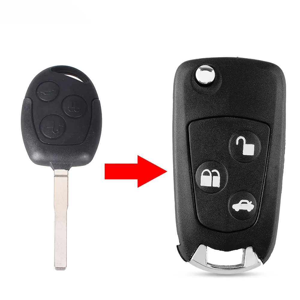 Button Flip Folding Remote Car Blank Key Case Cover for Ford FOCUS Fiesta C Max Mondeo 2015-2017 Freestar 2004-2008