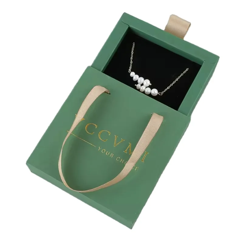 Slide Paper Gift Box Packaging Nail Custom Logo Jewelry Pink Velvet Pouch Bags Sliding Jewellery Boxes for Earring Bracelet