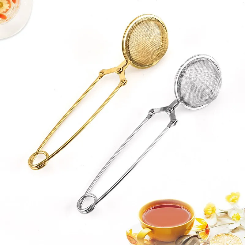 home and kitchen 304 stainless steel reusable tea coffee strainer filter Snap wire mesh gold Tea Ball infuser for loose tea Leaf